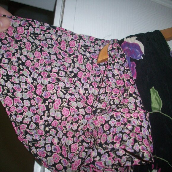 Vtg 90s Y2K Lola P Rayon Flowy Floral Midi Fairy Grunge Dress Gray Sz Medium - Picture 3 of 12